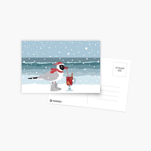 Item preview, Christmas seagull with mulled wine by the sea in snow designed and sold by Darina Gulbina.