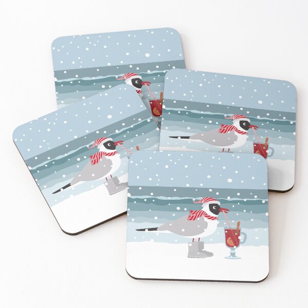 Item preview, Christmas seagull with mulled wine by the sea in snow designed and sold by Darina Gulbina.