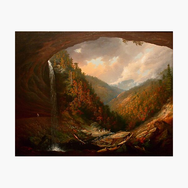 Remastered Vintage Landscape Cave Waterfall Art Photographic Print