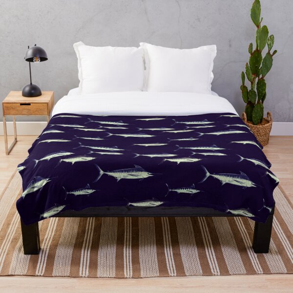 Artikelvorschau, Maritimes atlantisches blaues Marlin-Muster-Marine-Blau entworfen und verkauft von Melissa  MacMichael Art + Design.
