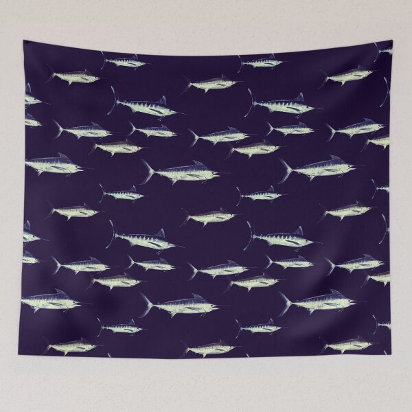 Item preview, Maritime Atlantic Blue Marlin Pattern Navy Blue designed and sold by Melissa  MacMichael Art + Design.