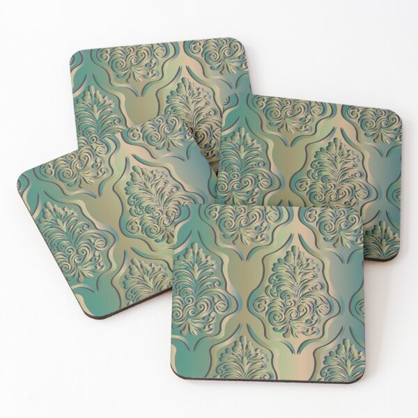 Item preview, Damask style pattern on a blue metal gradient background. designed and sold by Natalya Alexandrou.