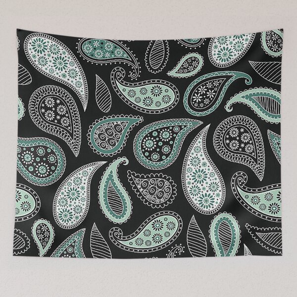 Item preview, bandana, paisley bandana, grey black bandana, paislry pattern designed and sold by Nostrathomas66.