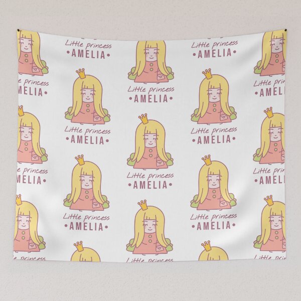 Item preview, Blonde girl with a crown on her head and a bag sits on the couch | Little princess Amelia designed and sold by AnnaRuz.