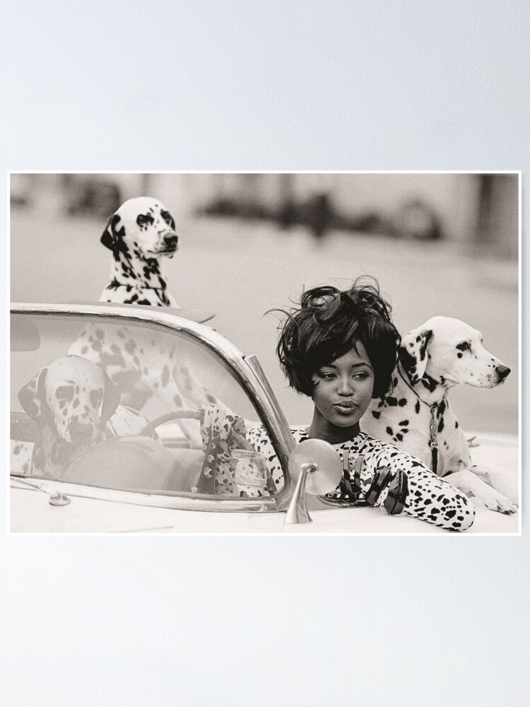 Naomi Campbell with dalmatians 