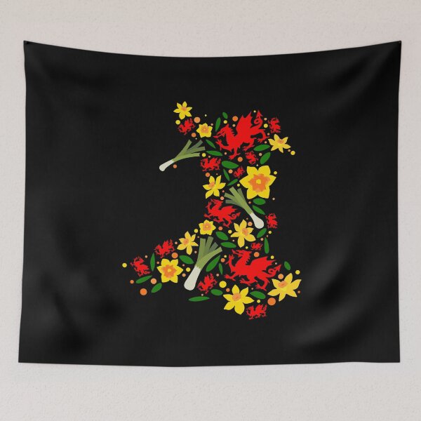 Item preview, Wales Map Welsh Dragon Daffodils Leeks Cymru St Davids Day designed and sold by juvajay.