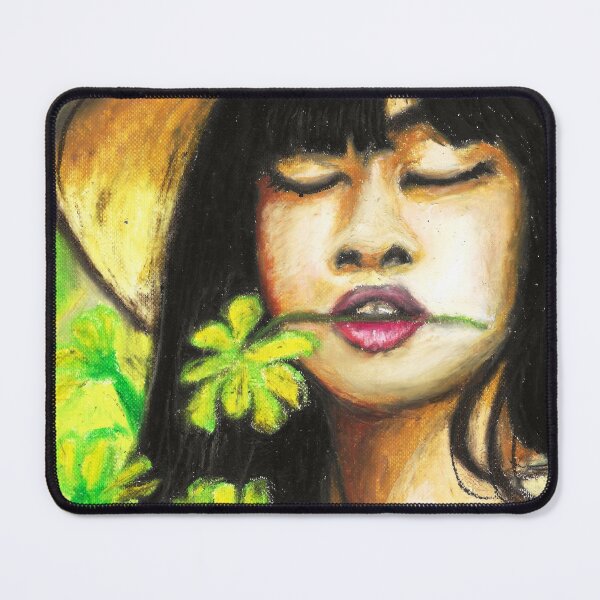 Item preview, Girl with flowers oil pastels designed and sold by Egle Kristensen.