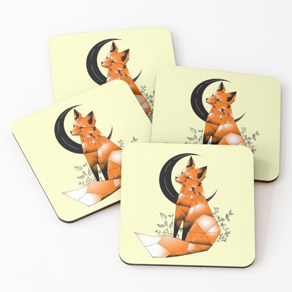 Item preview, Geometric Fox with crescent Moon Pastel yellow designed and sold by DemonicGloom.