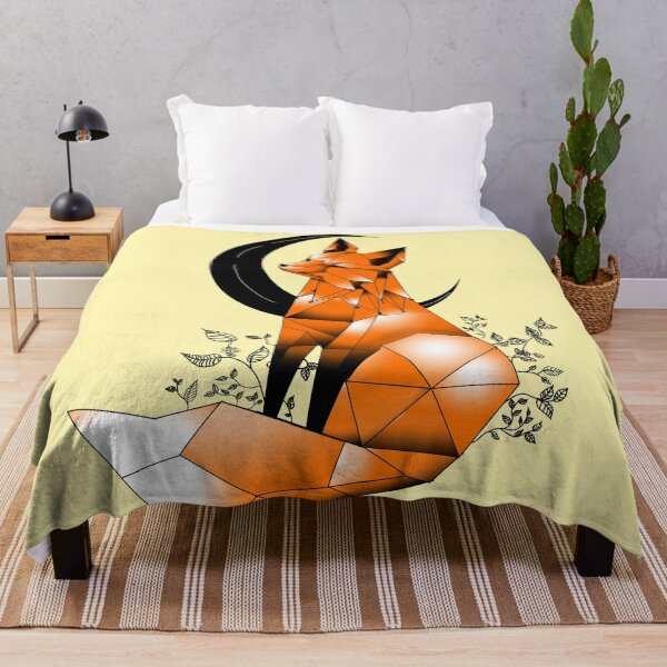 Item preview, Geometric Fox with crescent Moon Pastel yellow designed and sold by DemonicGloom.