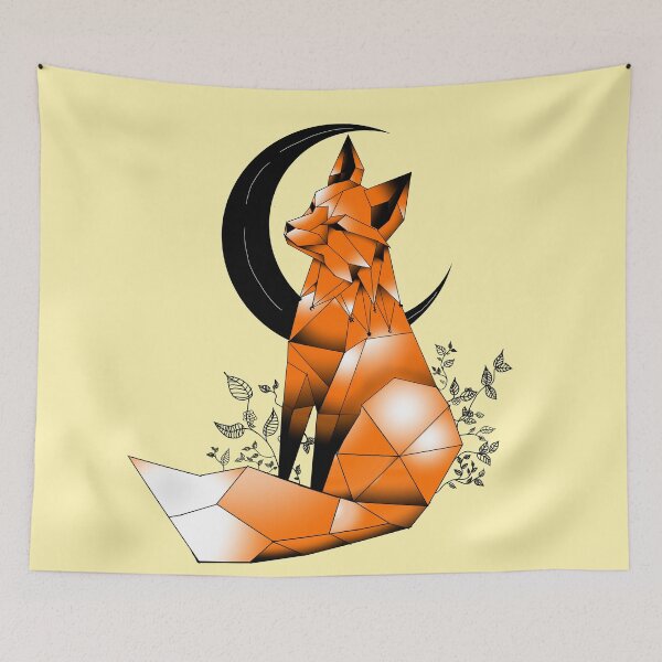 Item preview, Geometric Fox with crescent Moon Pastel yellow designed and sold by DemonicGloom.