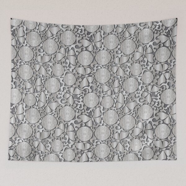 Item preview, Butterflies and silver abstract pattern on a silver background. designed and sold by Natalya Alexandrou.