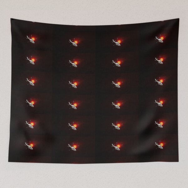 Item preview,  Bushfire sunset sky with an airborne helicopter in the foreground.  designed and sold by sunnypicsoz.