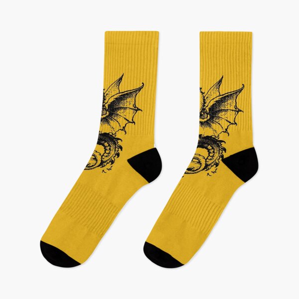 Item preview,  Black Dragons on Imperial Yellow designed and sold by SOCKSbySBD.