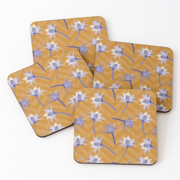 Item preview, eryngium thistle chevron - violet on orange designed and sold by kobyakov.