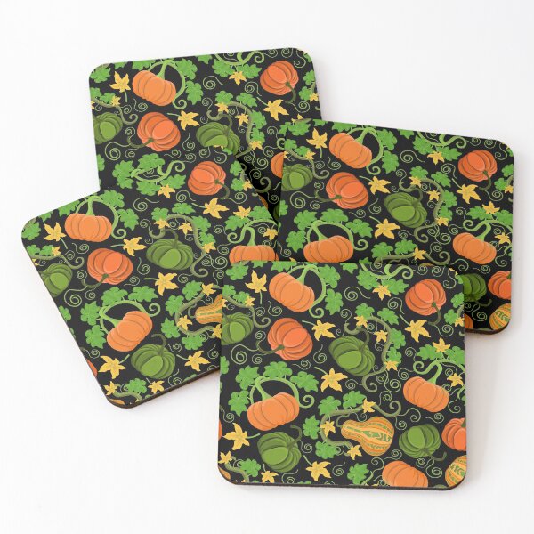 Item preview, Blooming pumpkins on a black background. designed and sold by Natalya Alexandrou.