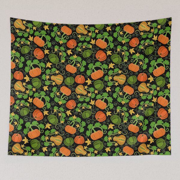 Item preview, Blooming pumpkins on a black background. designed and sold by Natalya Alexandrou.