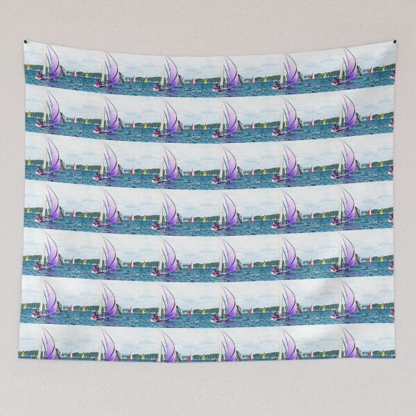 Item preview, Children sailing racings sailboats with colourful sails. Lake Macquarie. designed and sold by sunnypicsoz.