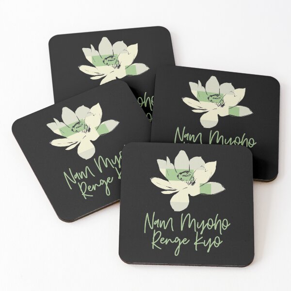Item preview, Hand drawn Lotus Flower Silhouette with Green Squares designed and sold by AMSonArt.