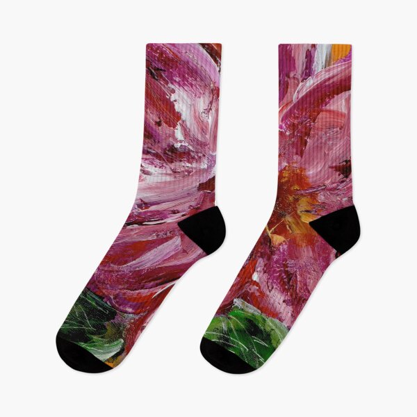 Item preview, EXPRESSIONS OF JOY - Pink Floral, Crimson Flowers, Wildflower, Flowers with Leaves, Expressive designed and sold by KATHLEEN TENNANT ART.