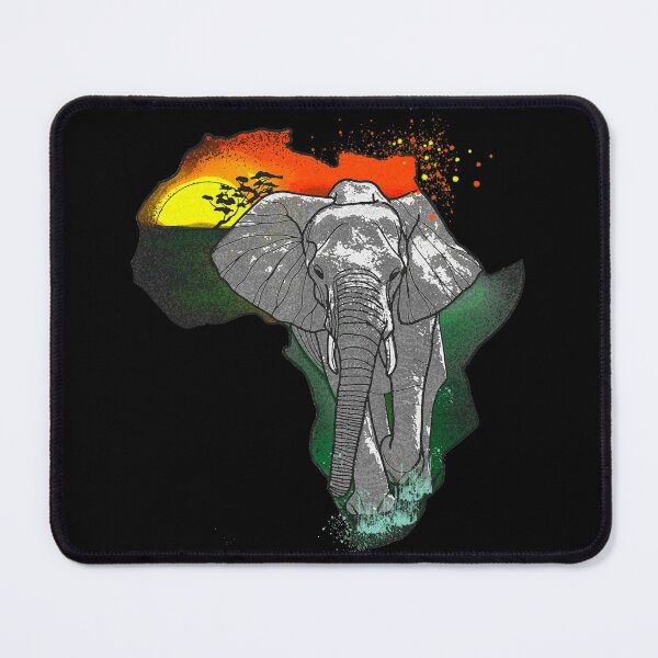 Item preview, African map, landscape and elephant designed and sold by Blacklinesw9.