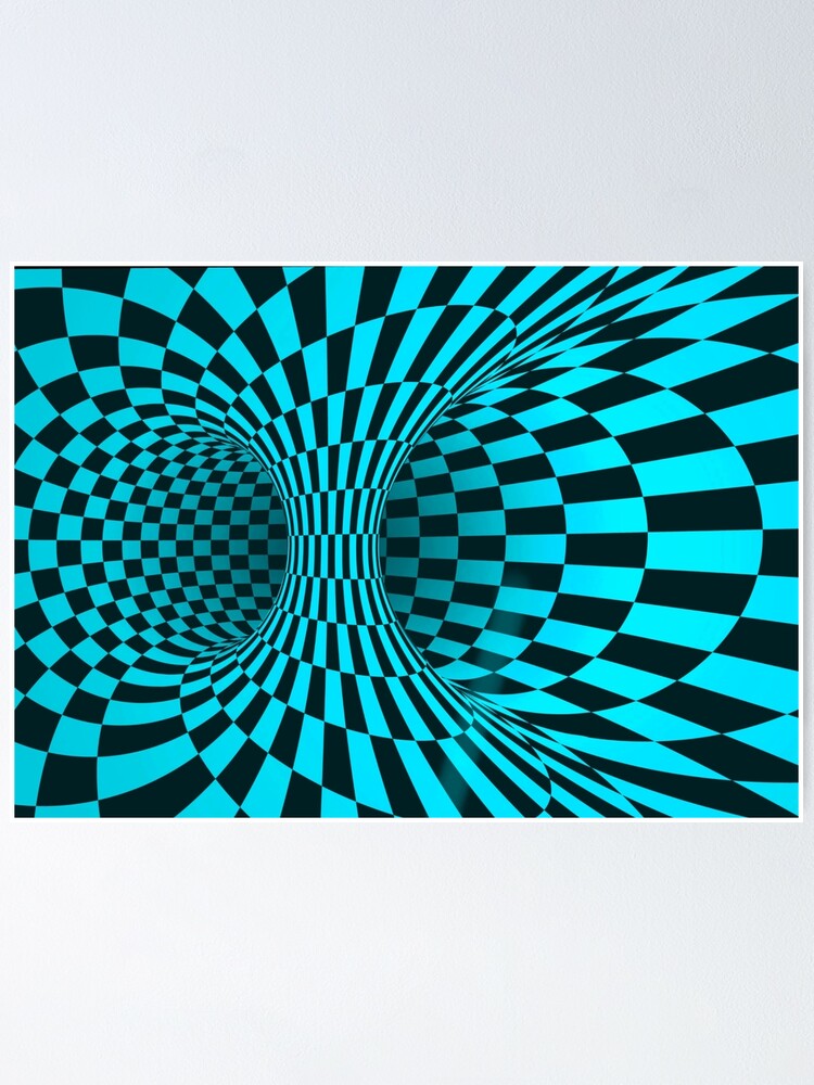 Abstract blue Trippy optical illusion- optical illusion  Poster for Sale
