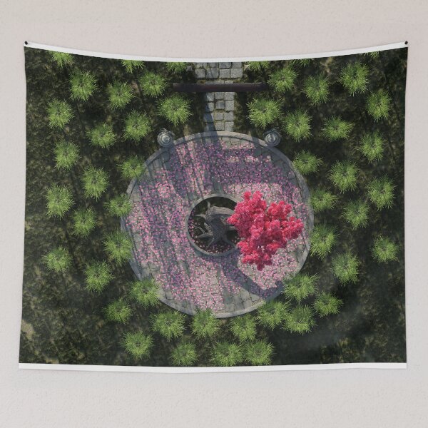 Item preview, Garden With Pink Tree Top View designed and sold by JoreJj Z. Elprehzleinn.