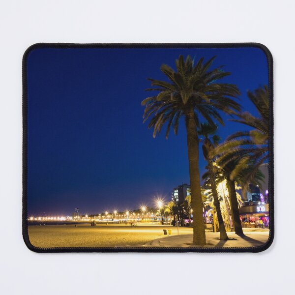 Item preview, The Golden Beach of Barcelona - Bright Lights Blue Hour in La Barceloneta designed and sold by Georgia Mizuleva.