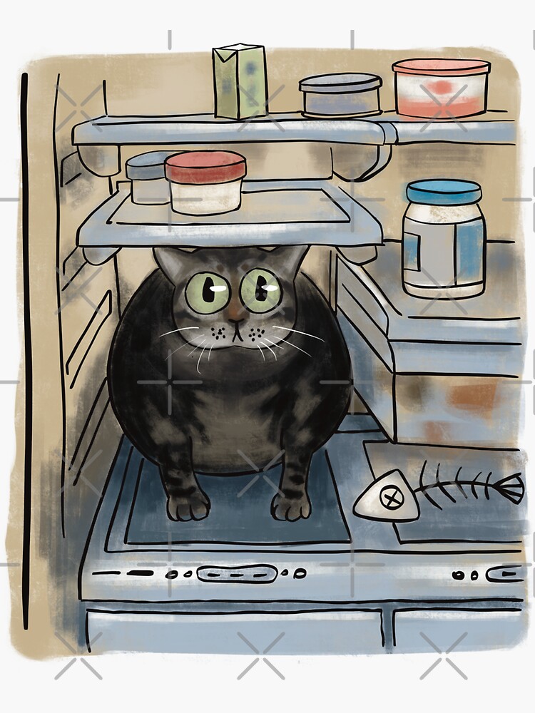 Katze im Kühlschrank | Sticker