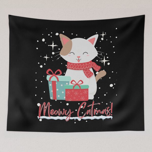Item preview, Meowy Catmas!/ Christmas Cat Pun Design  designed and sold by Designs By YL.