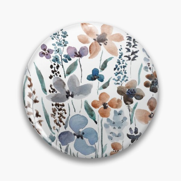 Artikelvorschau, handgemaltes Aquarellfeld aus blau-braunen Wildblumen entworfen und verkauft von ColorandColor.