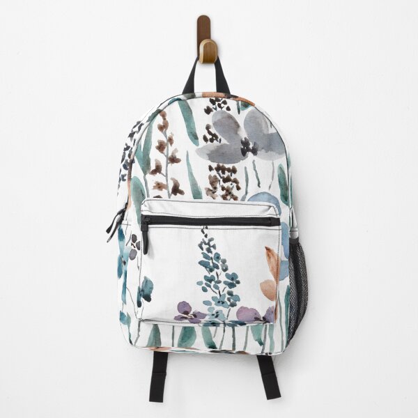 Item preview, hand painted watercolor blue brown wildflower field  designed and sold by ColorandColor.