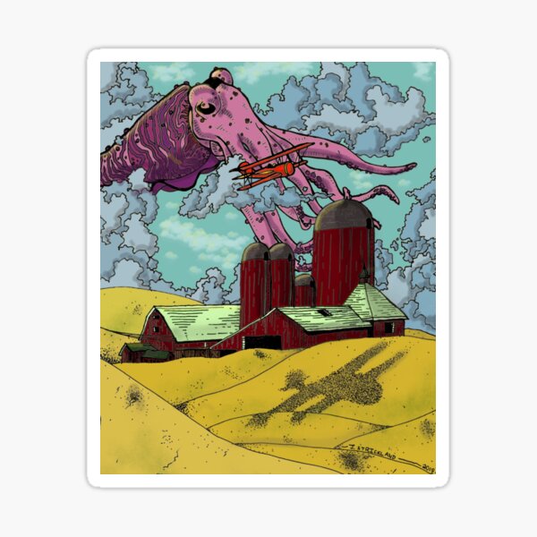 Cuttlefish Cthulhu, the Crop Duster Sticker