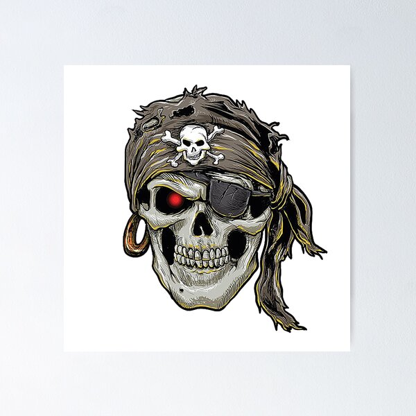 Copy of Pirate, pirate skull with a bandana, skull and crossbones,   Poster for Sale by Nostrathomas66