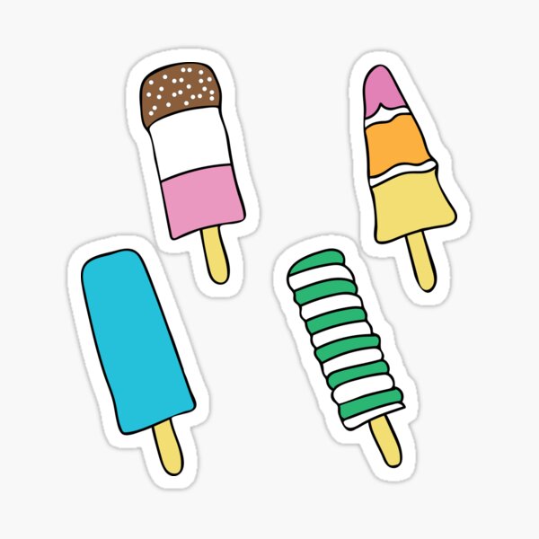 Copy of White and Pink Ice Cream in Yellow Cone with Chocolate Flake Cartoon Sticker