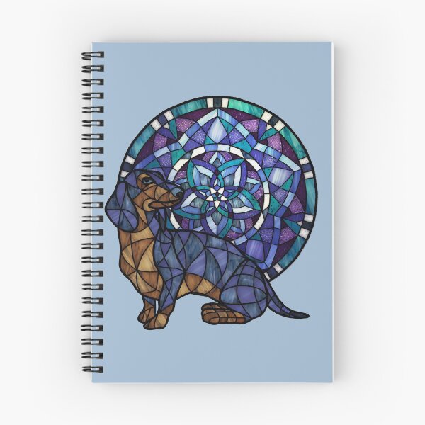 Item preview, Dachshund Round Flower 1 Blue Stained Glass designed and sold by Wyvernwrought.