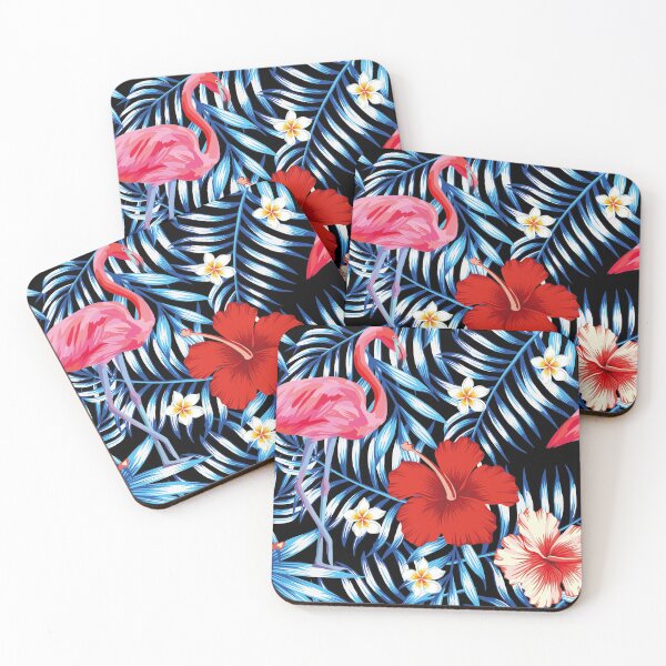 Item preview, Pink flamingo jungle night seemless patter designed and sold by Inspireaglow.