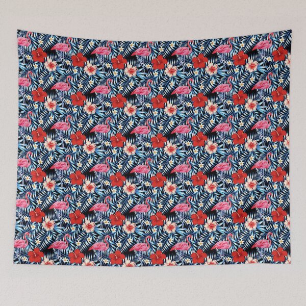Item preview, Pink flamingo jungle night seemless patter designed and sold by Inspireaglow.