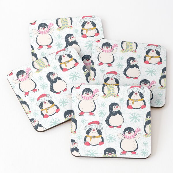 Item preview, Winter Holiday Penguins On Scribble Background designed and sold by FlossieShop96.