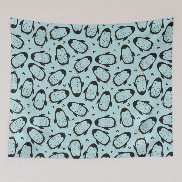Item preview, Cute Penguins On Blue designed and sold by FlossieShop96.