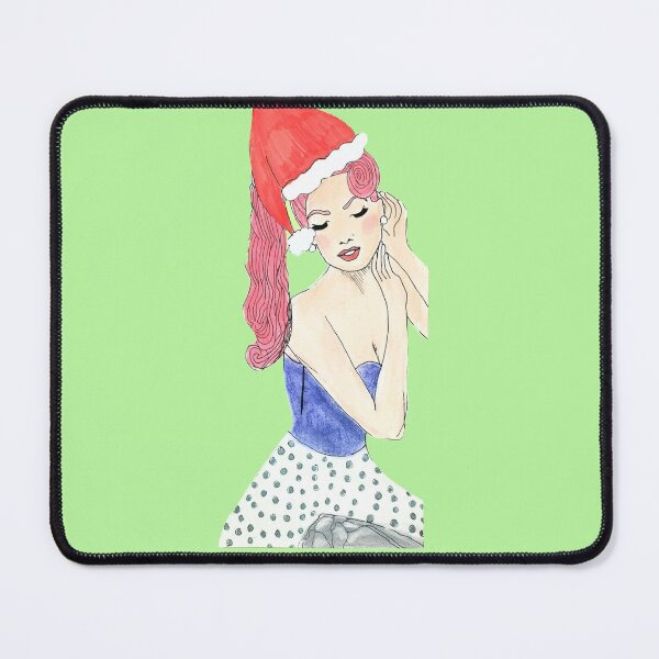 Aperçu de l'œuvre Pinup Rockabilly Rétro Noël Festif Cheveux Roux créée et vendue par ClosLineDesigns.
