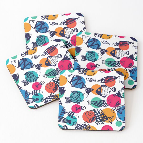 Item preview, Fish On Color Circles Background designed and sold by ConcorStore.