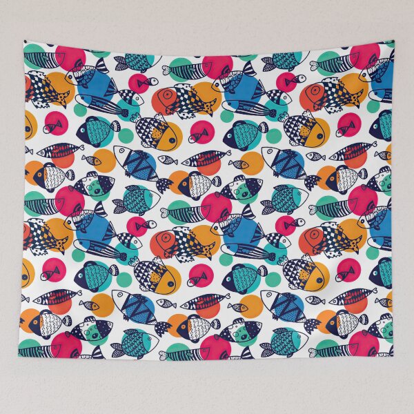 Item preview, Fish On Color Circles Background designed and sold by ConcorStore.