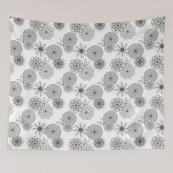 Item preview, Black and White Flower Outlines designed and sold by ShirleyDee.
