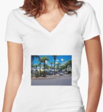 Marina Parking Lot Women's Fitted V-Neck T-Shirt