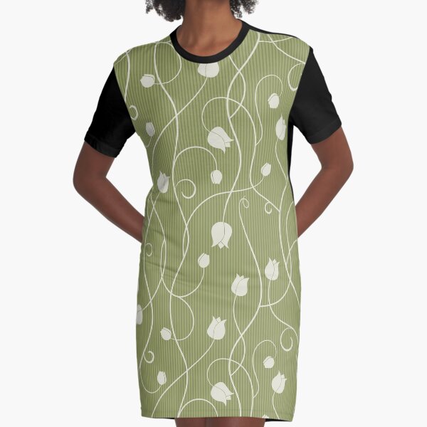 Tulips on Green Graphic T-Shirt Dress