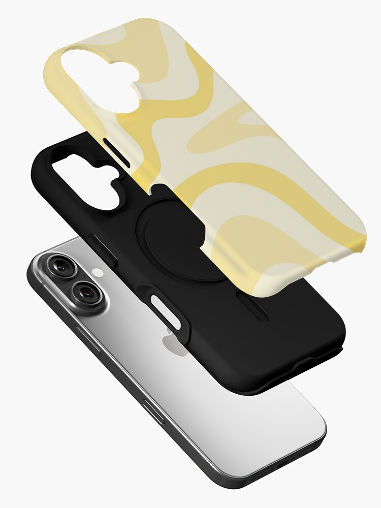 Imagen 2 de 4, Funda de iPhone con la obra Retro Liquid Swirl Abstract Pattern Square 3 en amarillo pálido, diseñada y vendida por kierkegaard.