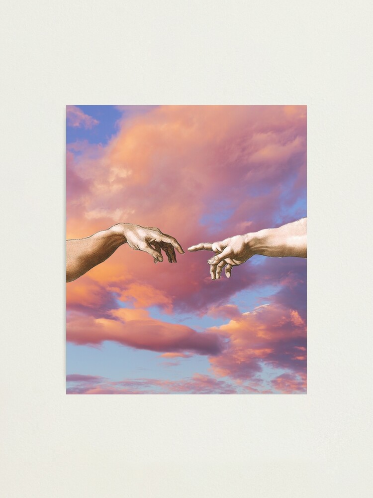 Michelangelo's The Creation of Adam Sunset Cloud Aesthetic Art Print for  Sale by ind3finite