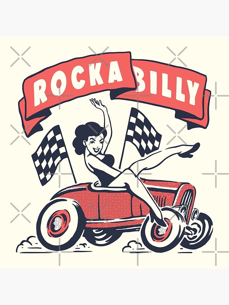 Rockabilly Greaser Girl on Motorcycle Canvas Art 