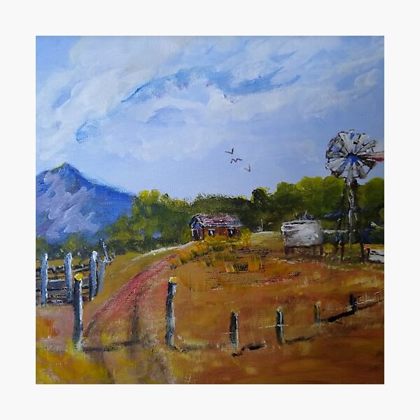 Item preview, Australian Outback Landscape with Old Building and Windmill designed and sold by AussieMuma.