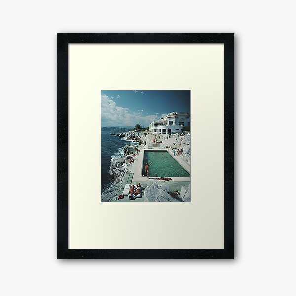 Slims Aarons - Pool Blue and Sea Framed Art Print